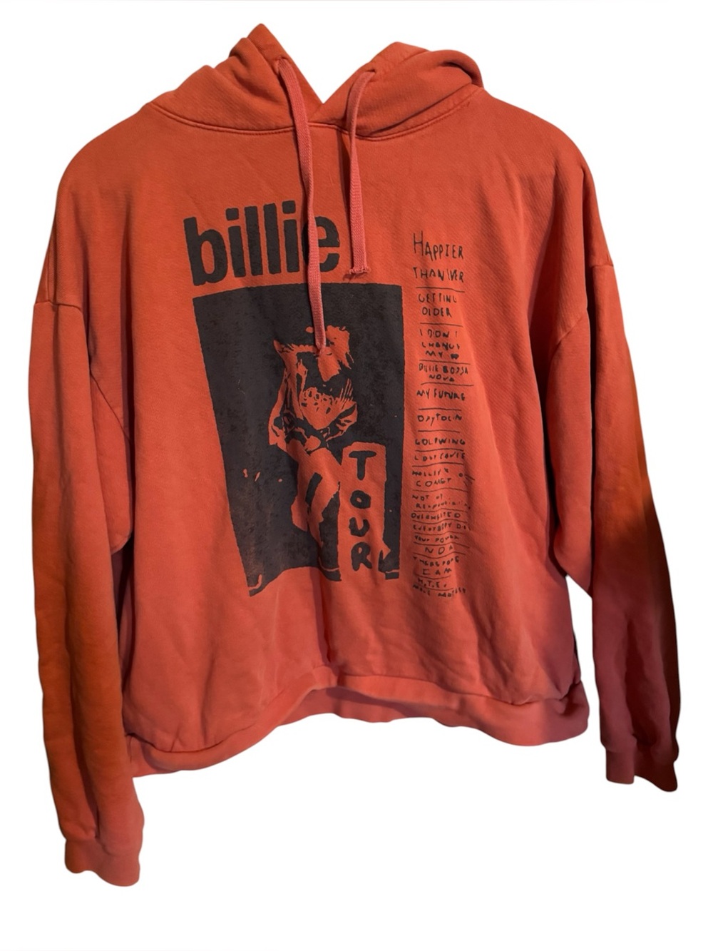 Billie eilish red happier than ever concert world tour Hoodie ladies large